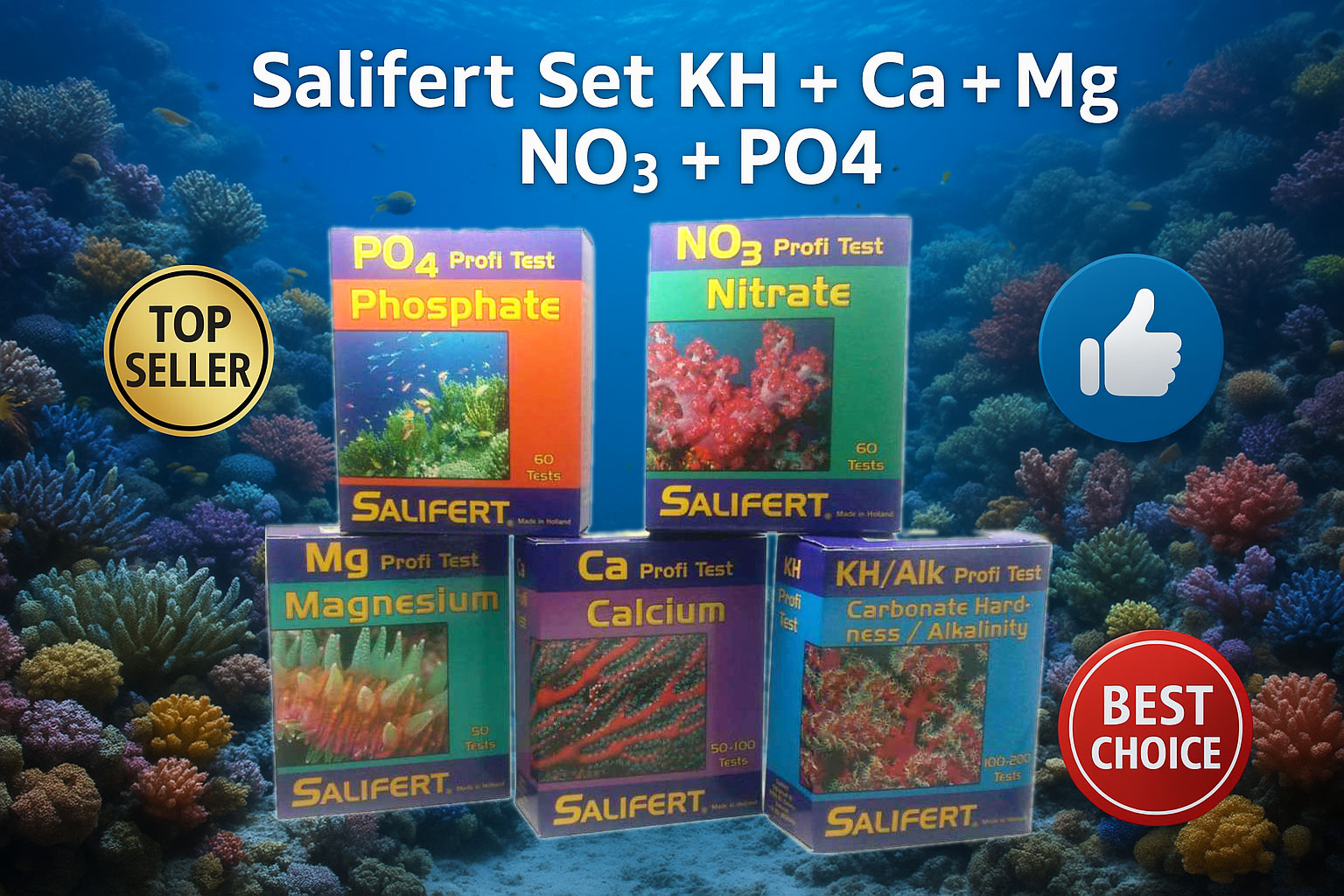 Salifert Test Set – KH, Ca, Mg, NO3, PO4 Salifert Test Set – KH, Ca, Mg, NO3, PO4